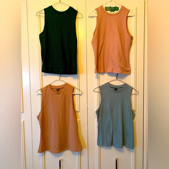 Set 4 SHEIN ribbed high neck tank tops size XL - Picture 2 of 14